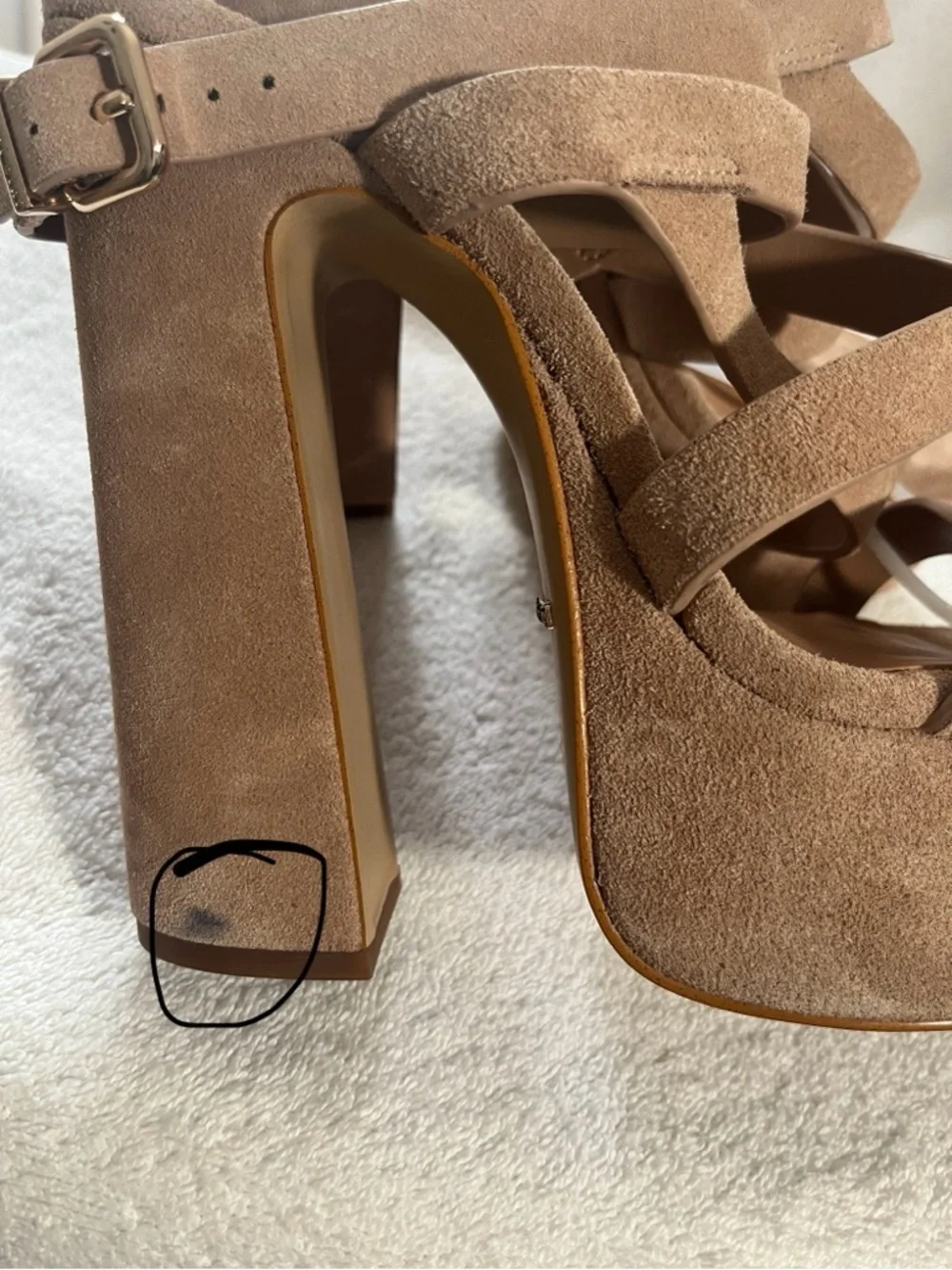 Gianni Bini Beige Suede Strappy Platform Sandal